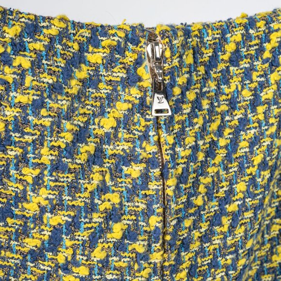 Louis Vuitton Resort 2014 Yellow & Blue Cotton-Tweed Mini Skirt - Picture 7 of 10